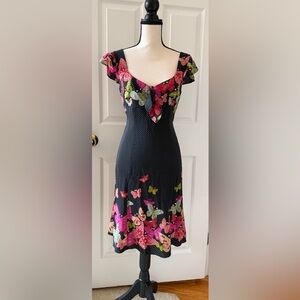 Vintage Nanette Lepore 🦋 Silk Butterfly Dress Y2K *EUC* Size 8
